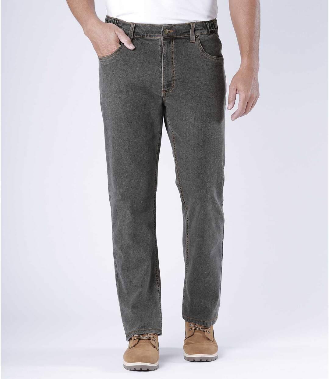 Men's Grey Semi-Elasticated Jeans-2