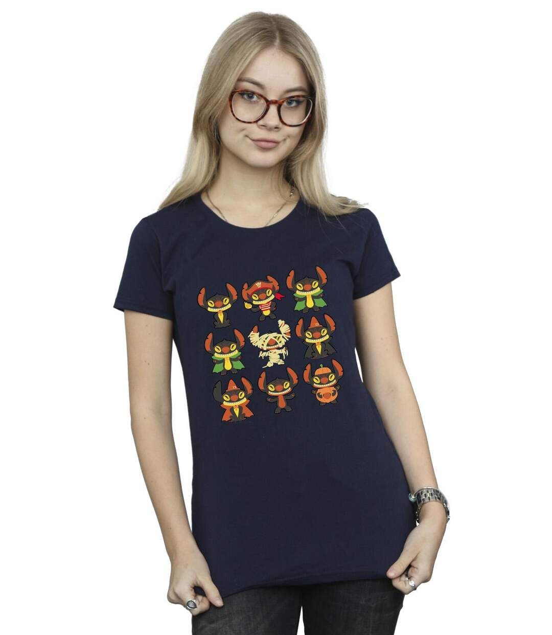 Disney T-shirt en coton Femmes/Ladies Lilo & Stitch Halloween Costumes (Bleu marine) - UTBI26030-2