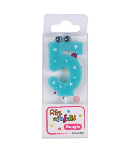 Bougie d'Anniversaire Chiffre 5 5cm Bleu