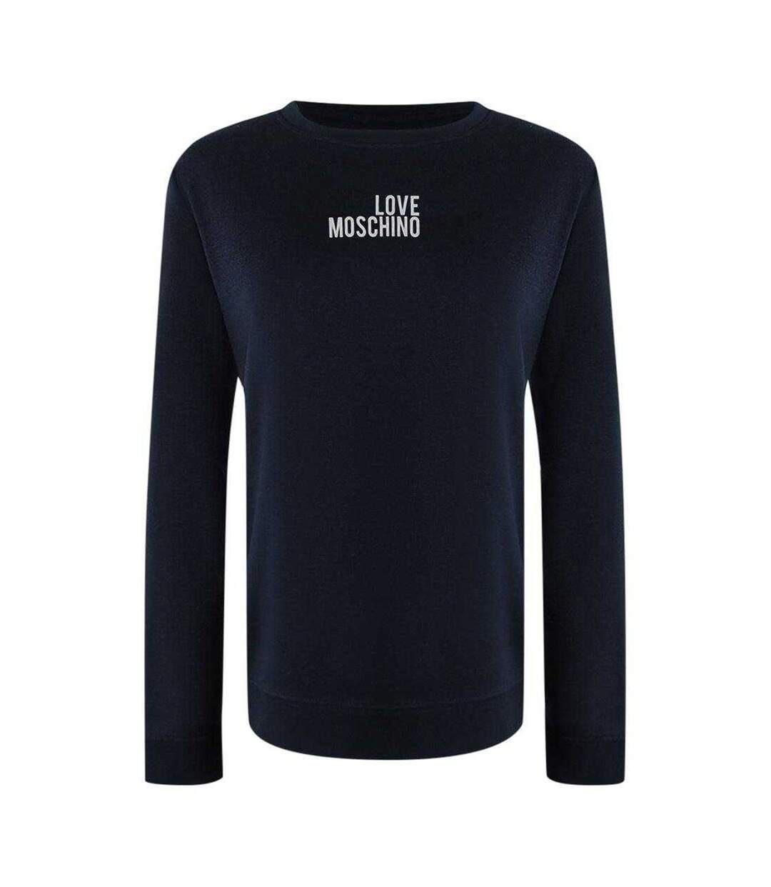 Womens/ladies Small Logo Long-sleeved T-shirt Navy White Love Moschino-1