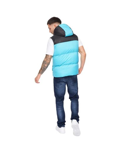 Mens chemerley hooded vest turquoise/black Crosshatch