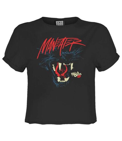 Womens/ladies maneater hall & oates crop top charcoal Amplified