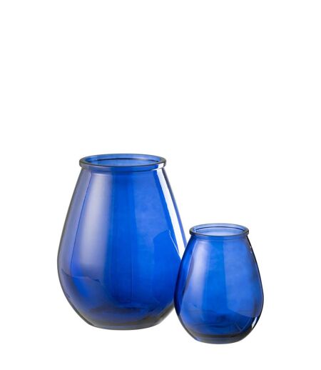 Vase Déco en Verre Stripe 23cm Bleu