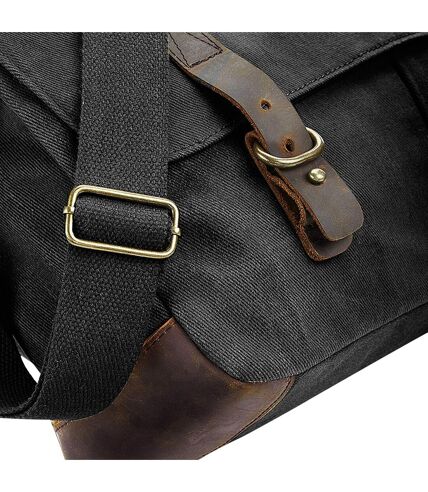 Heritage waxed canvas messenger bag one size black Quadra