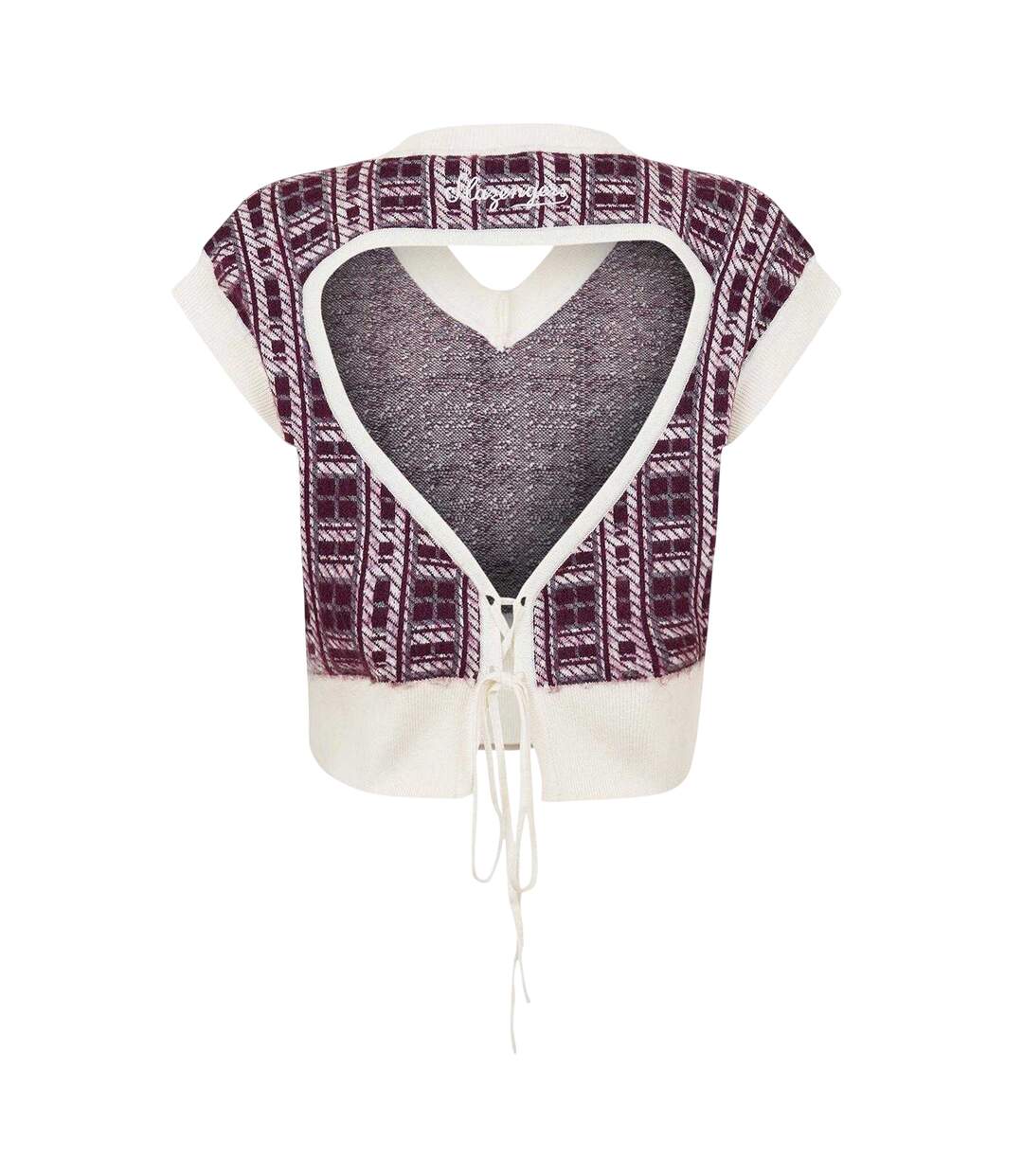 Womens/ladies Court Boxy Sweater Vest Burgundy White Slazenger-3