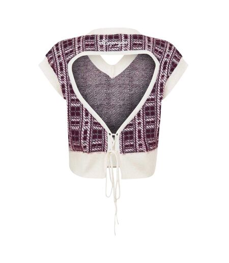 Womens/ladies Court Boxy Sweater Vest Burgundy White Slazenger