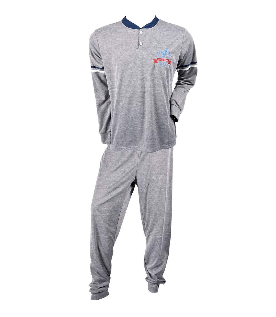 Pyjama Homme Long SWEET SECRET Q2753 POLO TEAM GRIS-1