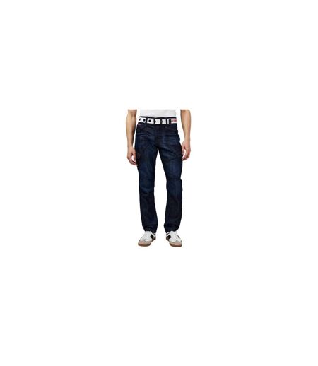 Mens Belted Cargo Jeans Dark Wash Lee Cooper