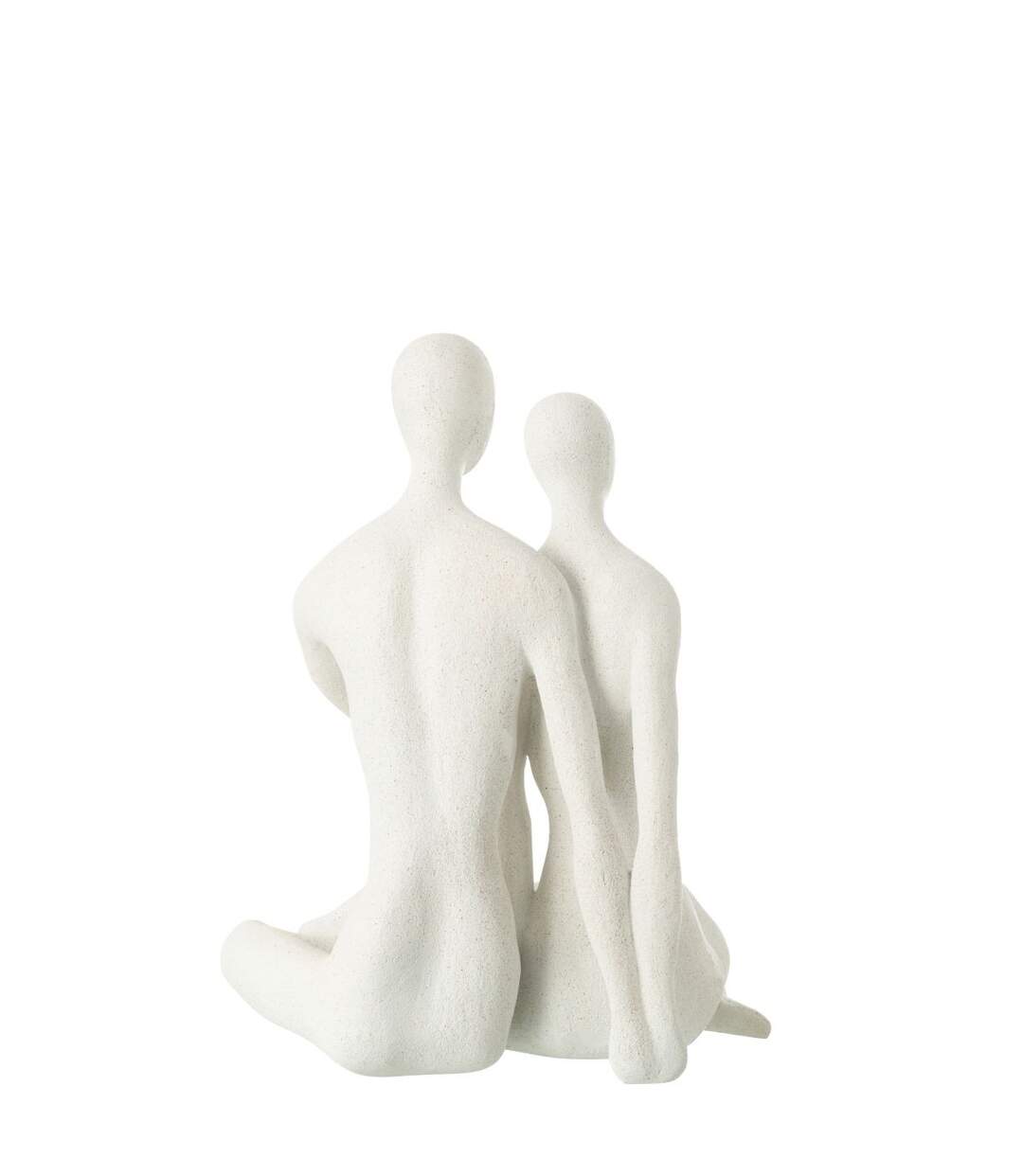 Statuette Couple Assis Moderne 35cm Blanc-2