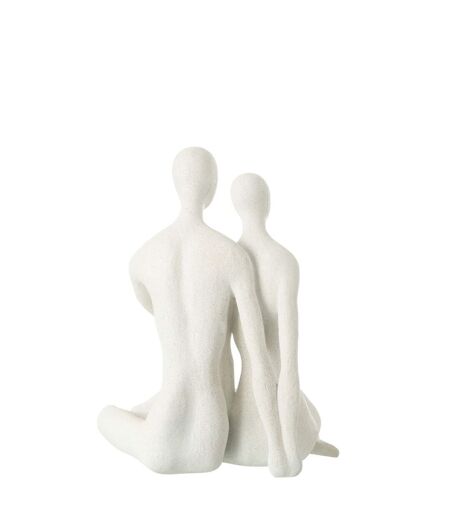 Statuette Couple Assis Moderne 35cm Blanc