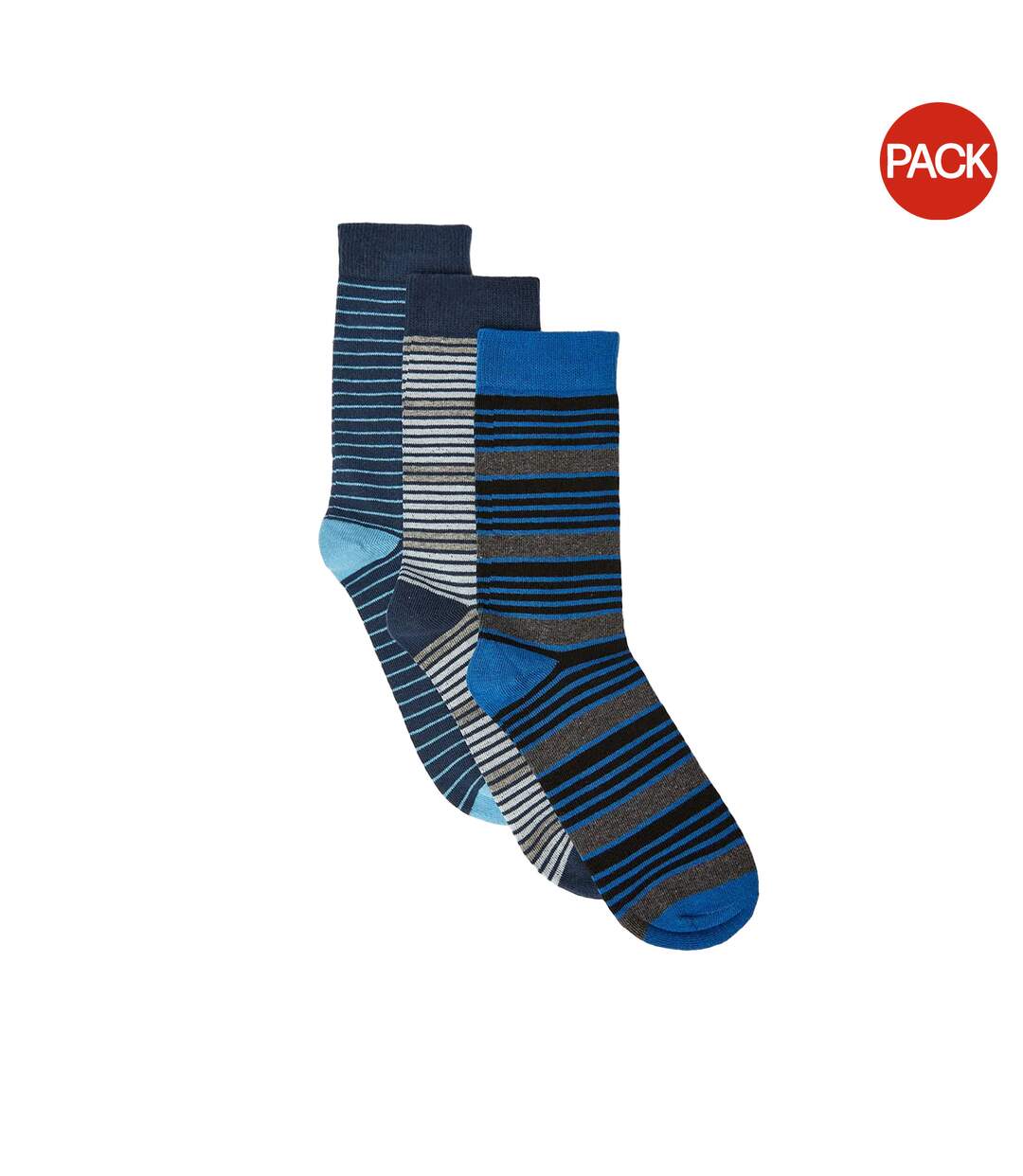 Pack of 3  Mens fine stripe socks  blue/grey/navy Maine-1