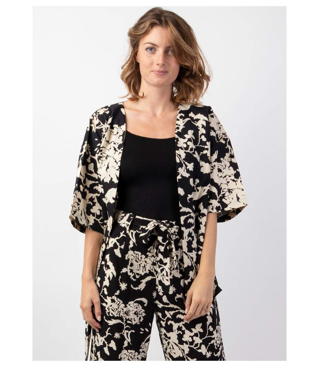 Veste courte unie femme esprit kimono AYAKO motif ethnique Coton Du Monde-2