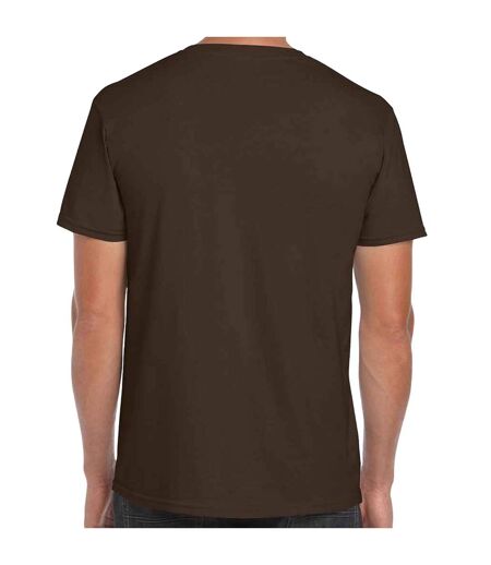 Mens short sleeve soft-style t-shirt dark chocolate Gildan