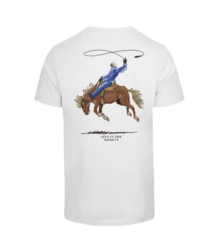 T-shirt Homme Live In The Moment Vivre Le Moment Présent Blanc Mister Tee