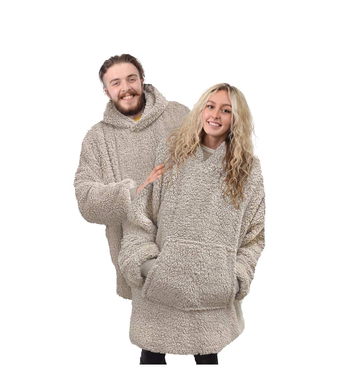 Unisex adult teddy fleece oversized hoodie natural Ribbon