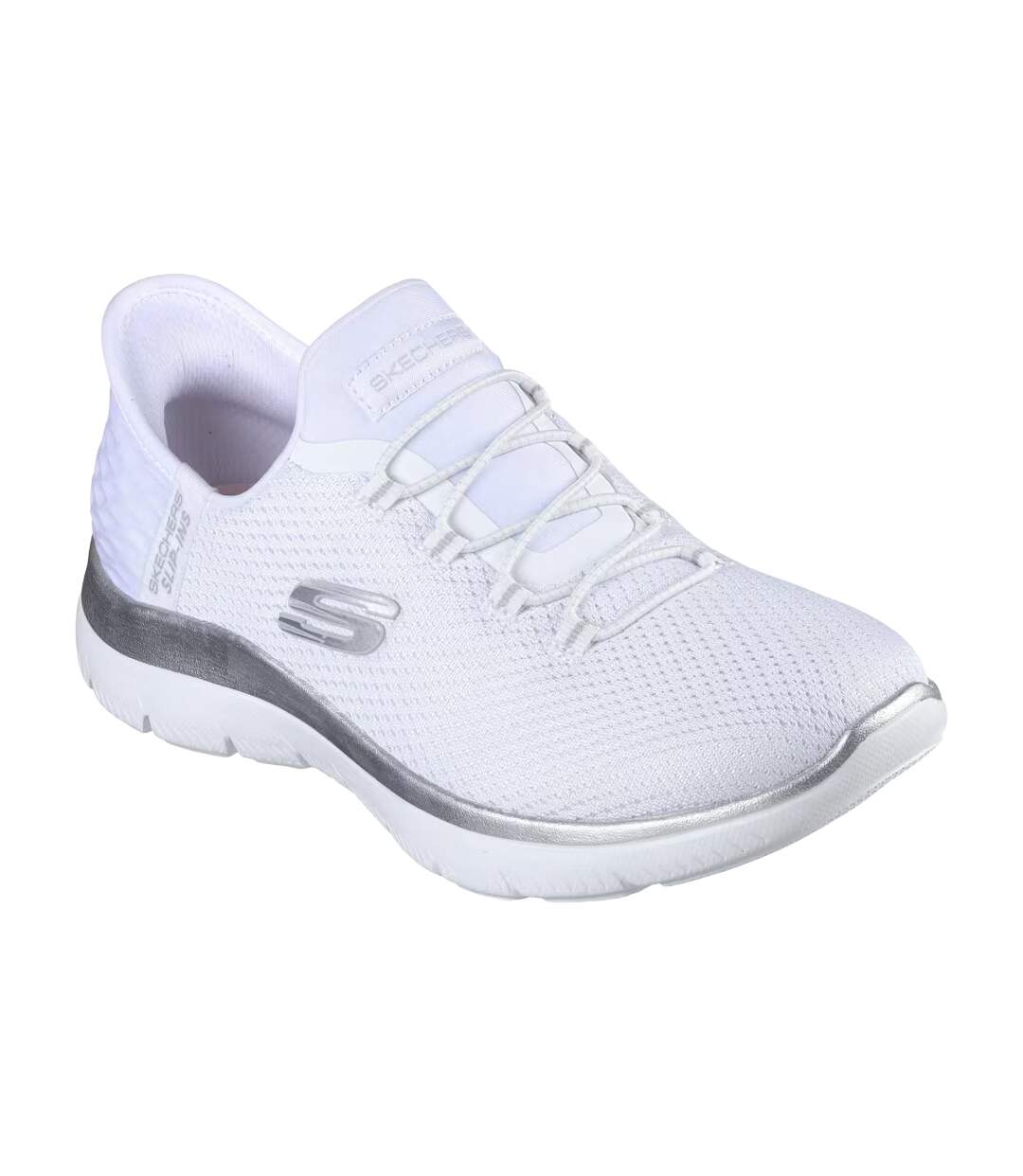 Womens/ladies Summits Diamond Dream Trainers White Silver Skechers-1
