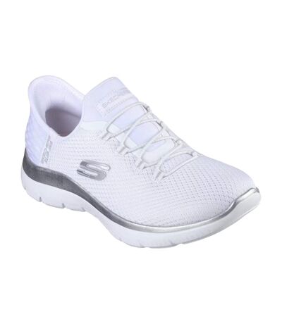 Womens/ladies Summits Diamond Dream Trainers White Silver Skechers