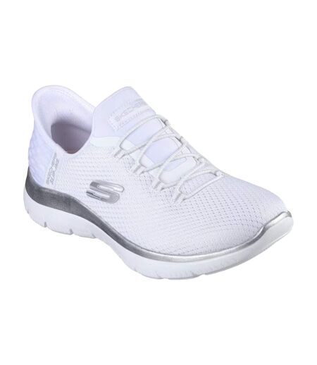 Womens/ladies Summits Diamond Dream Trainers White Silver Skechers