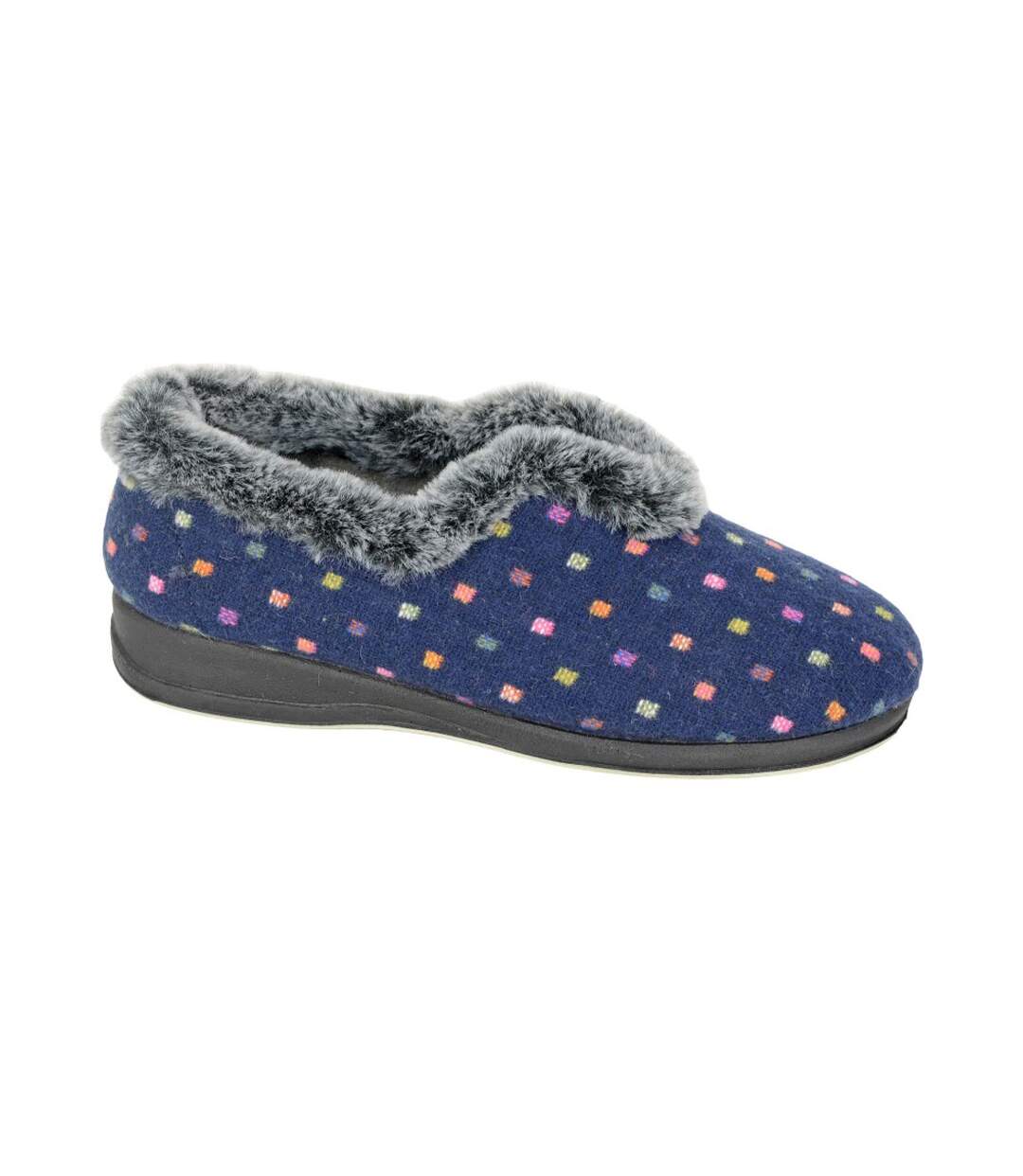 Chaussons Nancy À Col En V Et Motif À Pois Pour Femmes Bleu Marine Sleepers-1