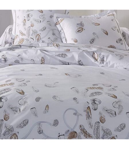 Drap plat percale pur coton PLUMES