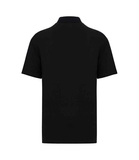 Mens pique drop shoulder polo shirt black Native Spirit