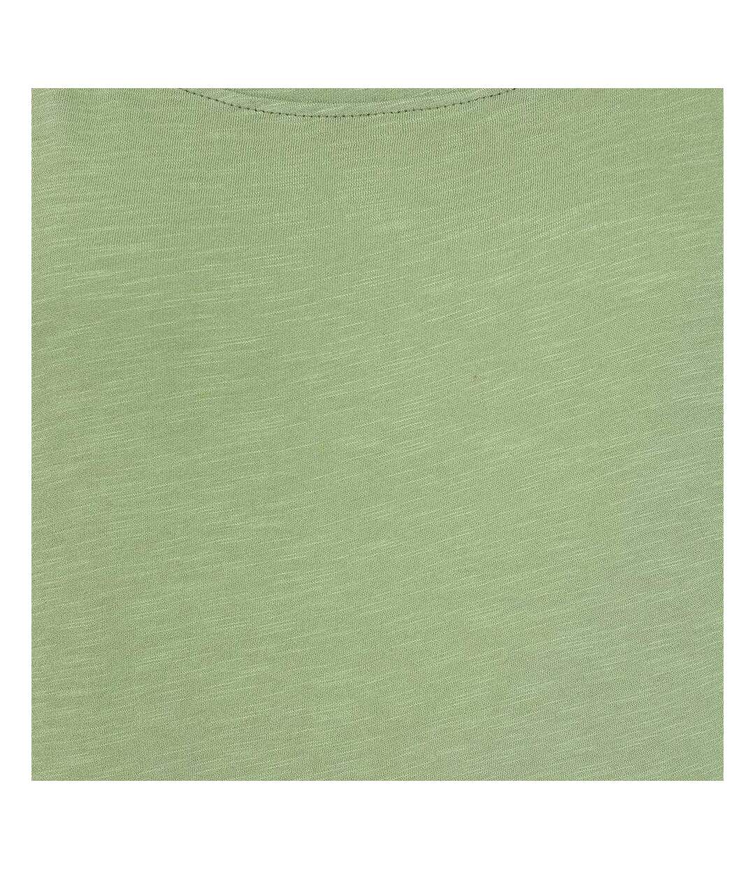 Womens/ladies Plain Roll Sleeve T-shirt Grass Green Lazy Jacks-3