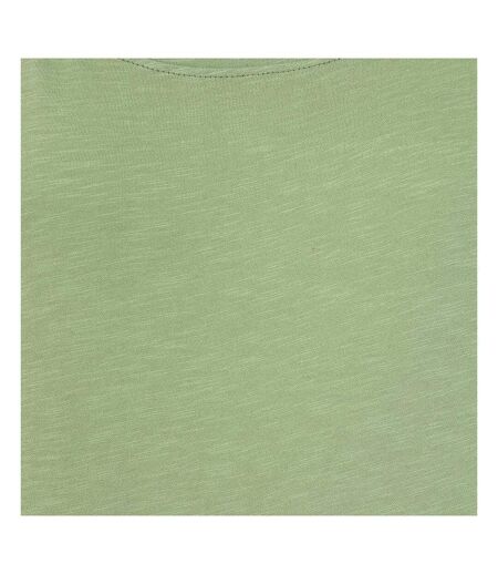 Womens/ladies Plain Roll Sleeve T-shirt Grass Green Lazy Jacks