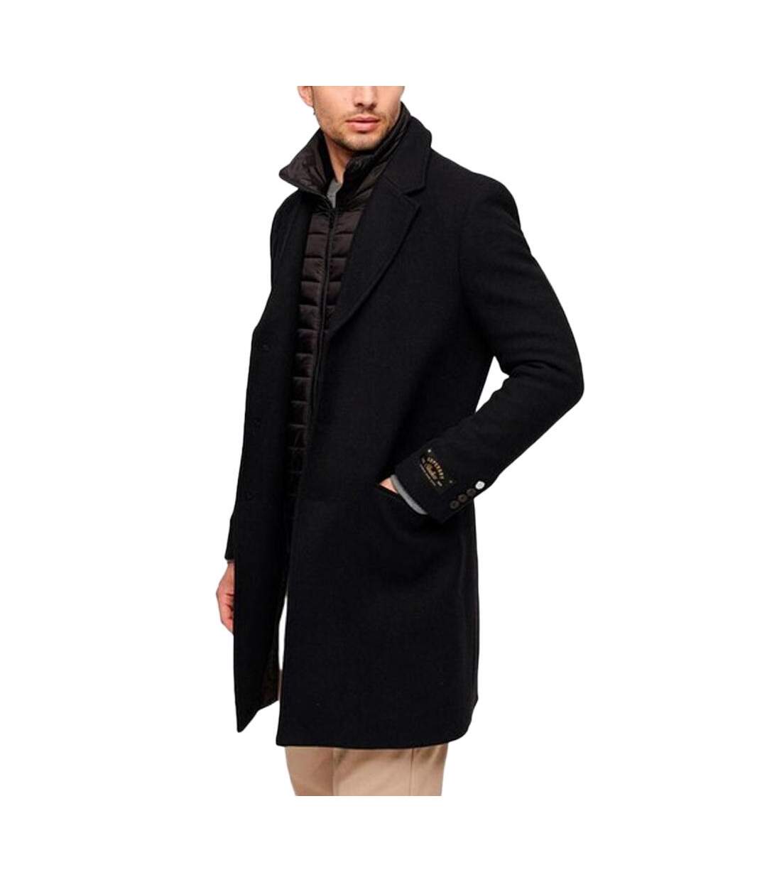 Manteau Noir Homme Superdry 2 In 1 Wool Town - S-1