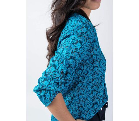 Top style chemisier en viscose léger ASHLEY bleu et noir Coton Du Monde