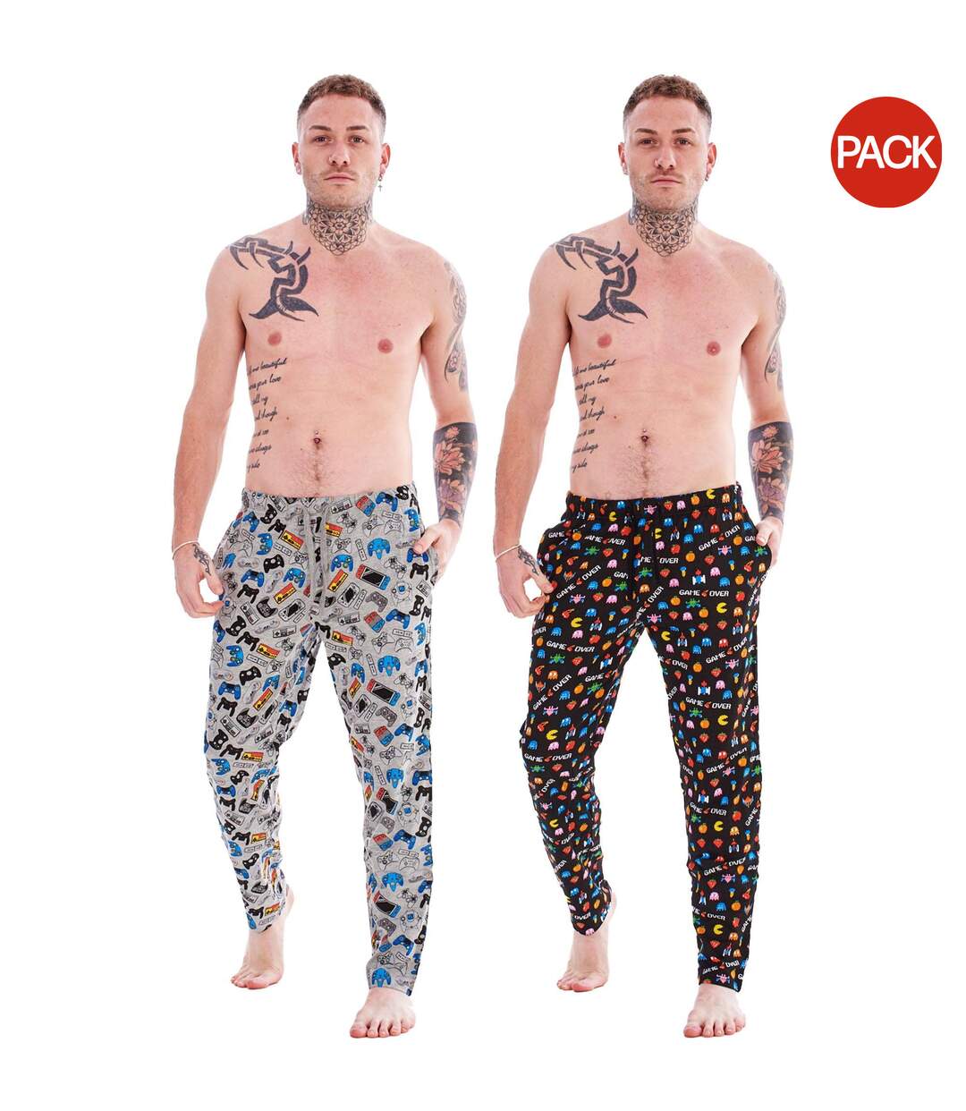 Pack Of 2  Mens Game Over Lounge Pants  Black Grey Multicoloured Keanu-2