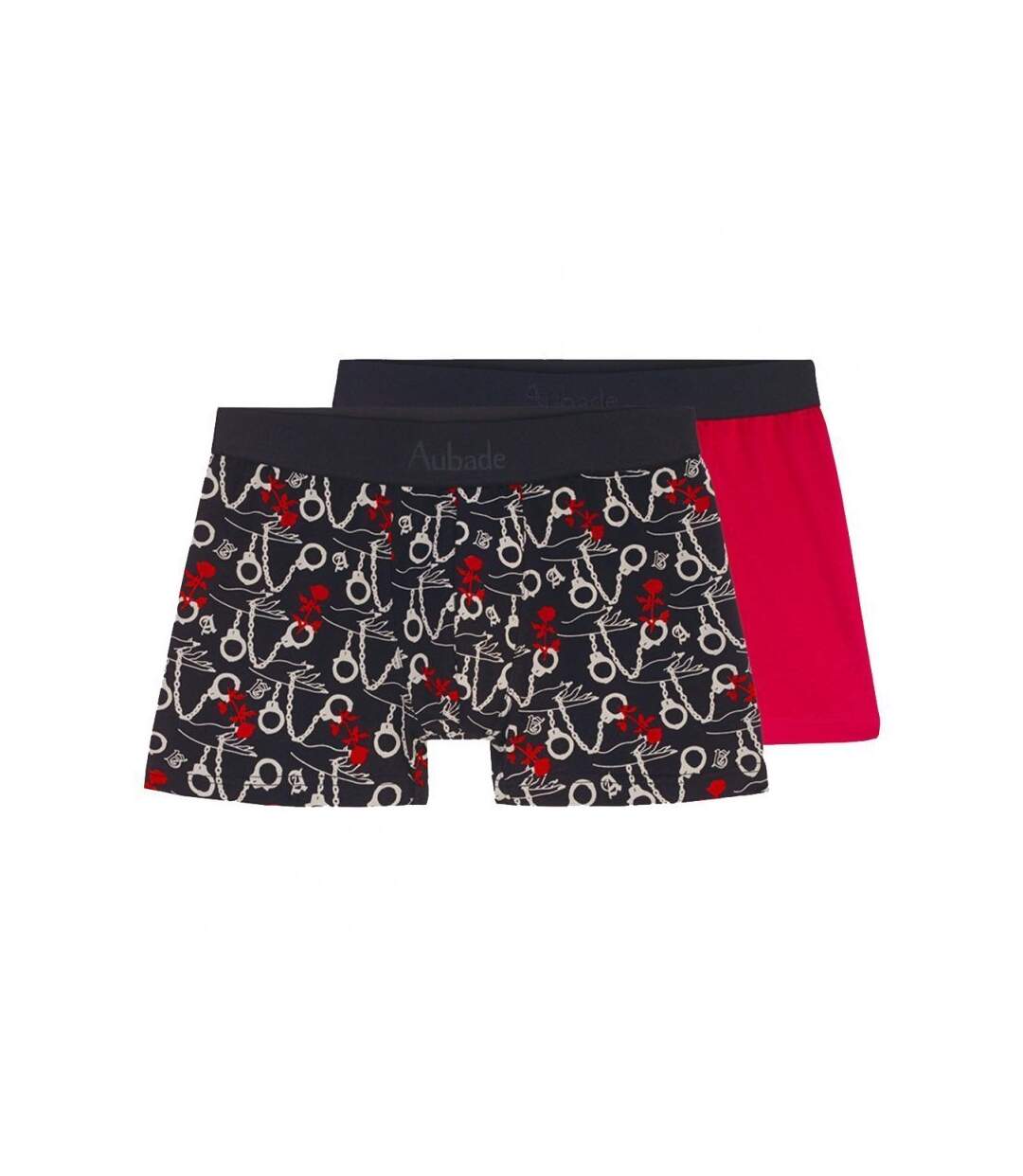 AUBADEMEN Lot de 2 Boxers Homme Coton Modal DUO HCNO Noir Rouge-1