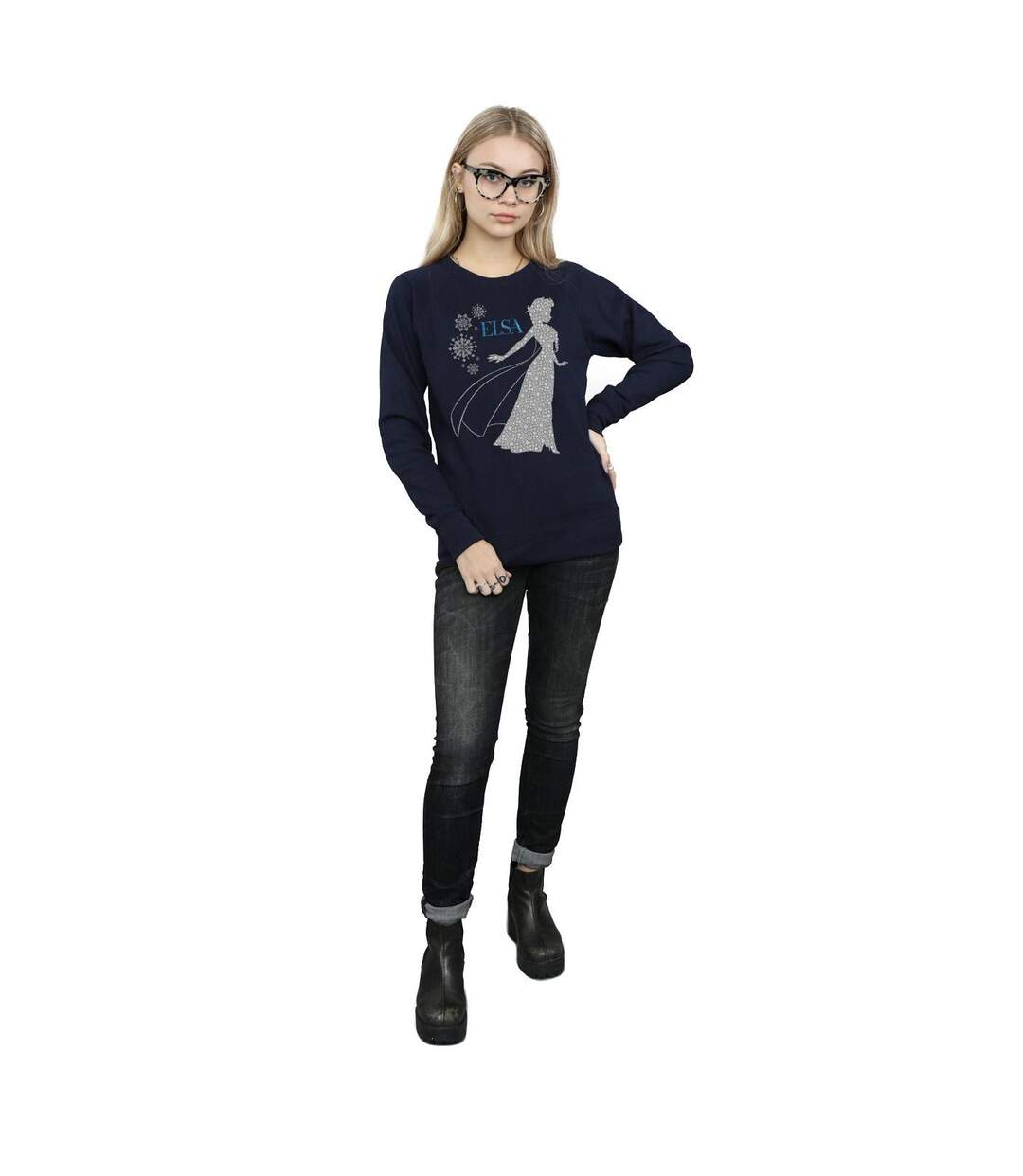 Disney Pantalon de survêtement Frozen Elsa Christmas Silhouette Femmes/Dames (Bleu marine) - UTBI6138-4
