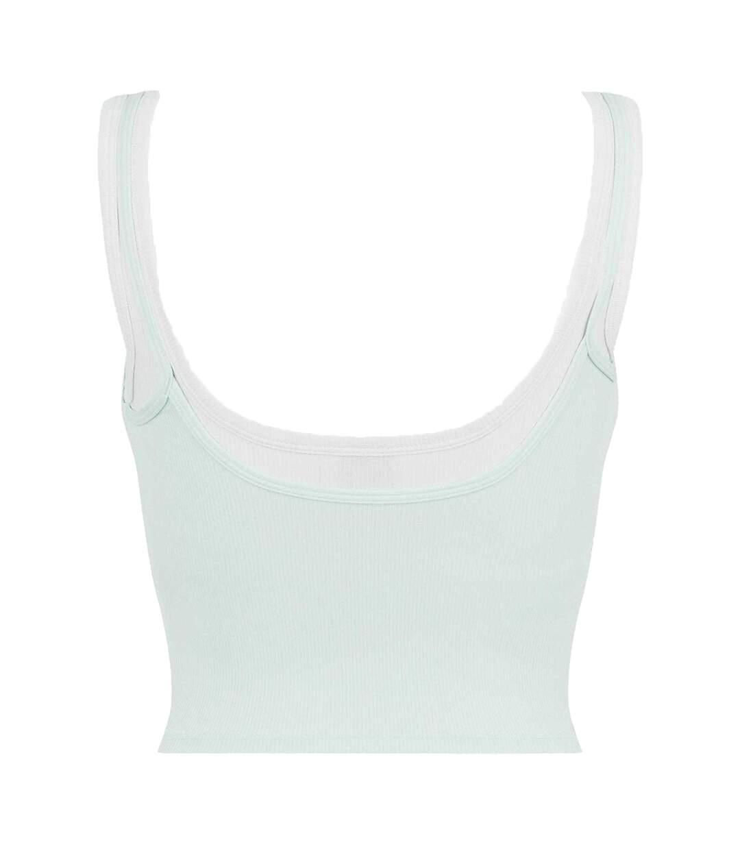 Womens/ladies Rubberised Logo Layered Fitted Tank Top Mint Green White PE Nation-3
