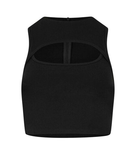 Womens/ladies Plain Cut Out Slim Tank Top Black Jack Wills