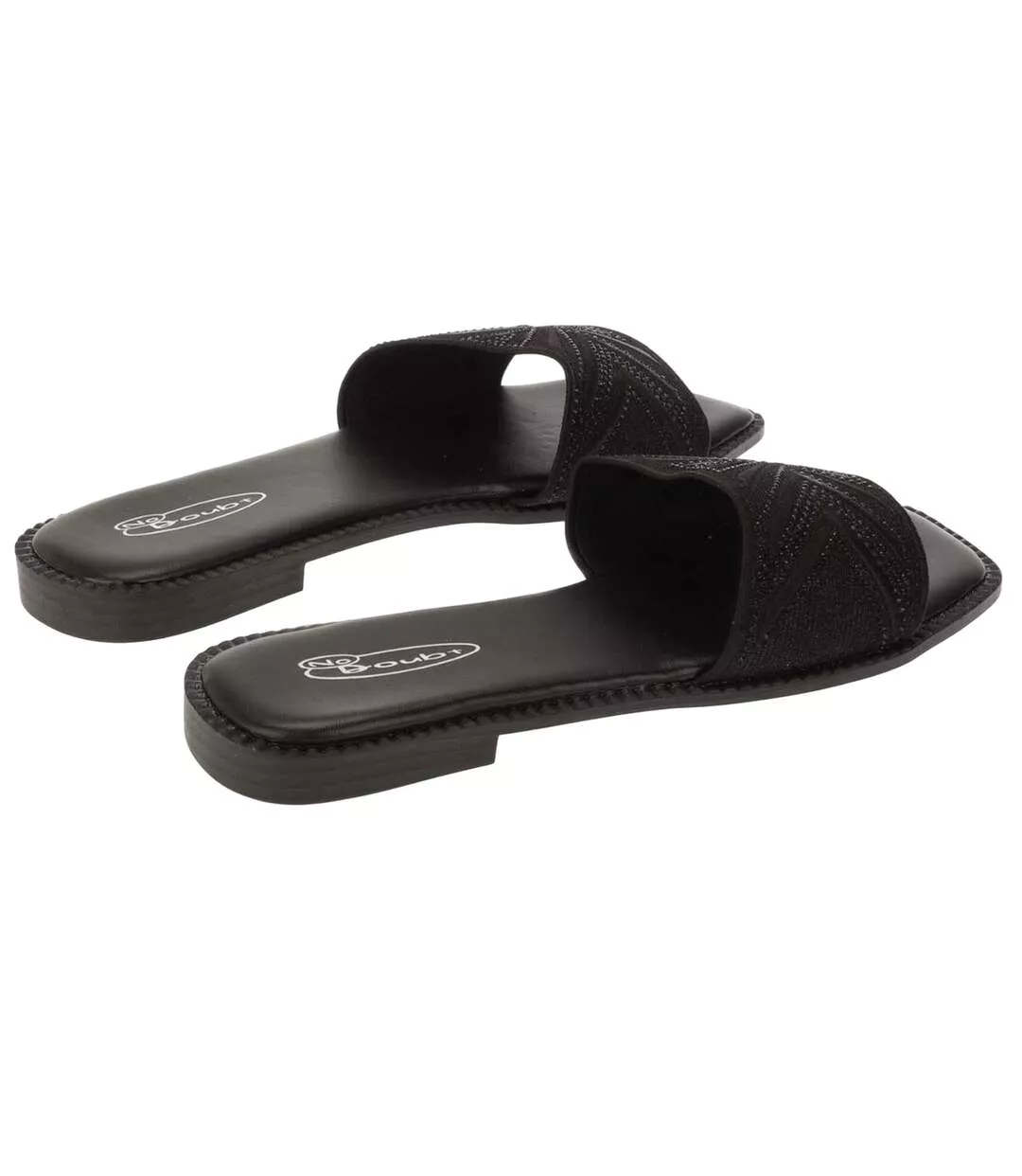 Womens/ladies Sparkling Strappy Flat Sandals Black Generic-2