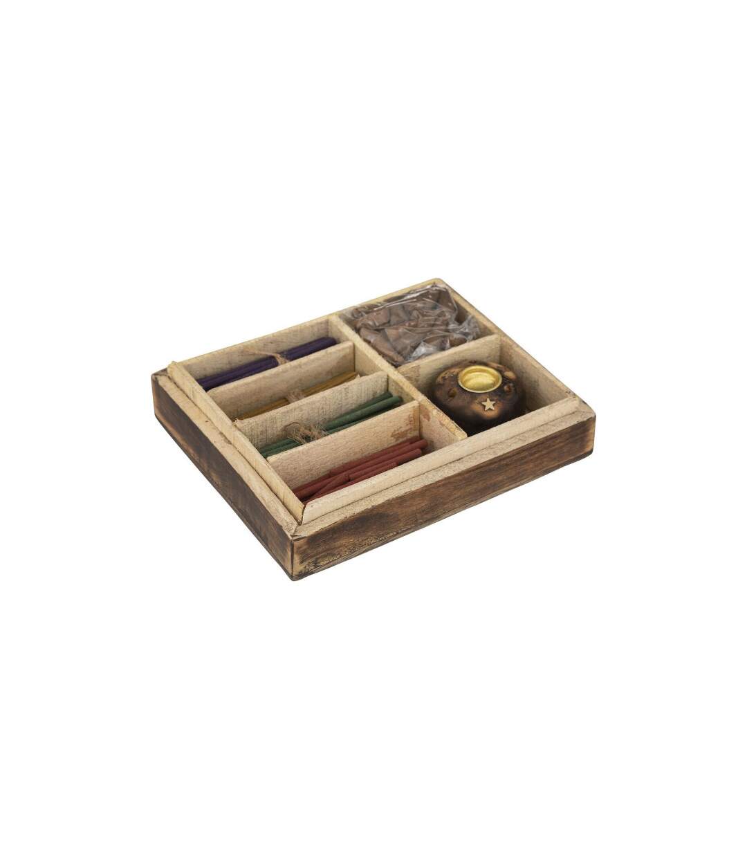 Coffret d'Encens en Bois Taly 25cm Marron-2