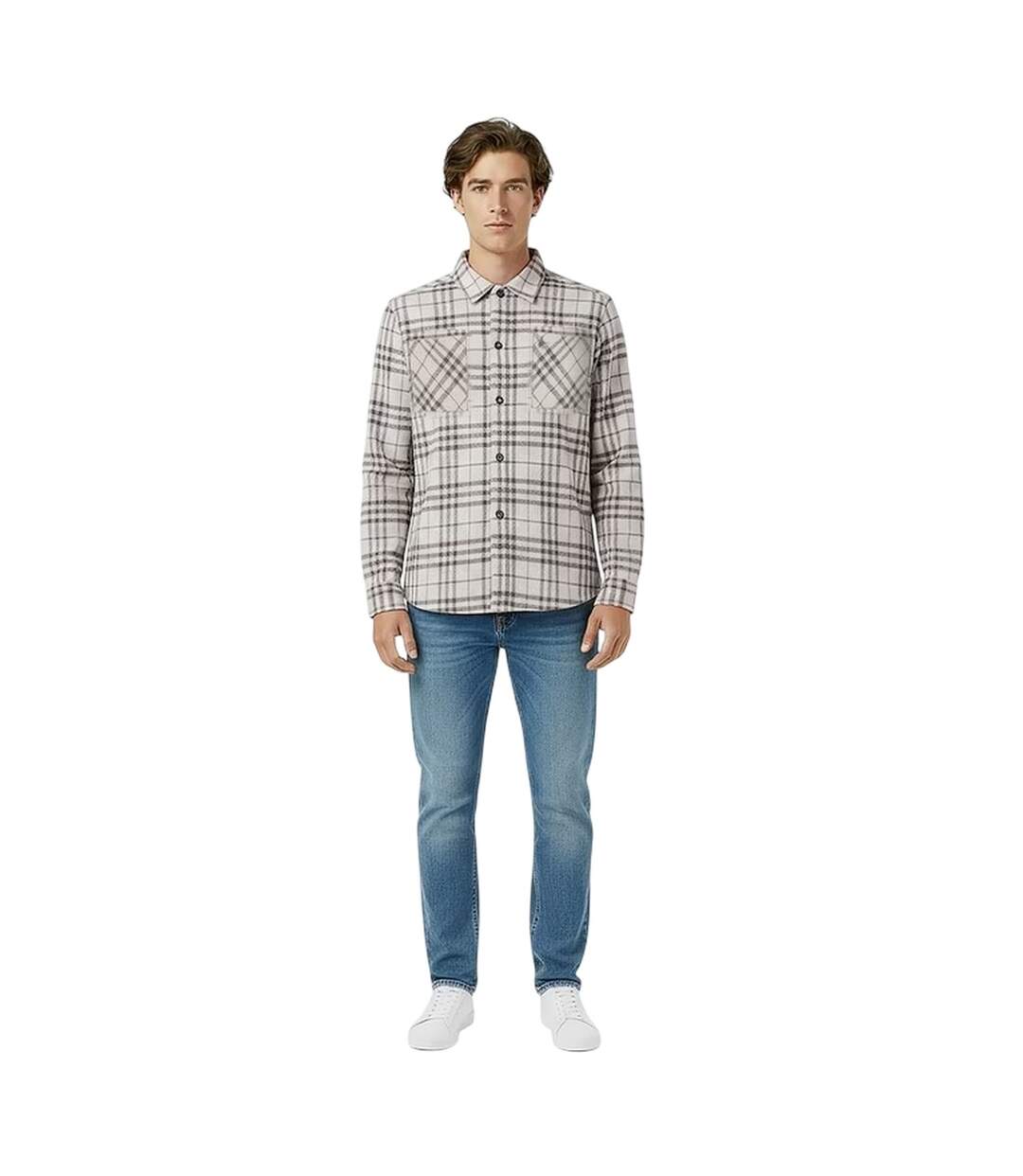 Mens Plaid Long-sleeved Overshirt Brown Check Jack Wills-4