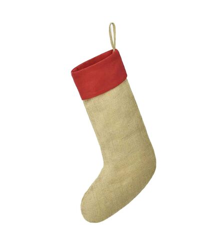 Brand Lab Jute Christmas Stocking (Natural/Red) (One Size) - UTPC5096