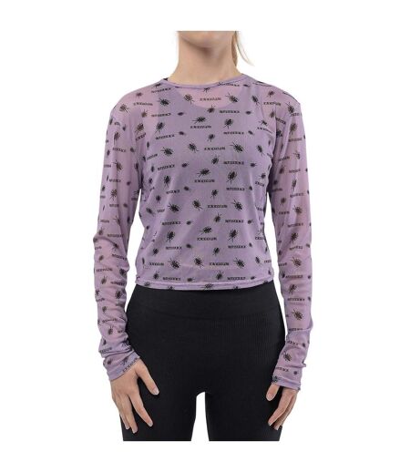 Beetlejuice Womens/Ladies Beetle Pattern Mesh Cropped Crop Top (Purple) - UTHE1669
