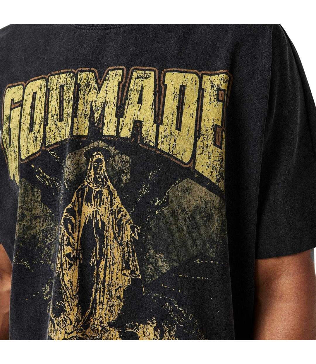 T-shirt Motif/style Imprimé Graphique Homme Noir GodMade-4
