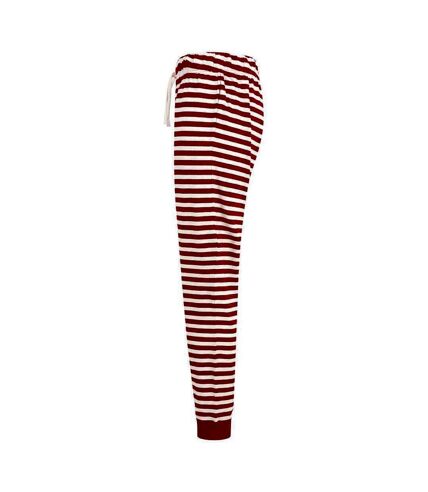 Skinni Fit Womens/Ladies Cuffed Lounge Pants (Red/White)