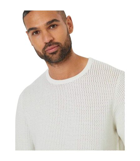 Mens Yarra Textured Regular Jumper Ecru Threadbare