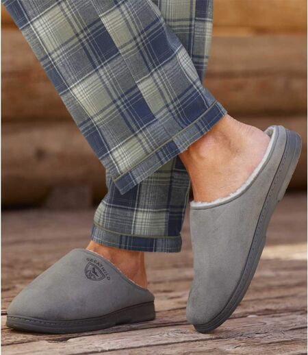 Men's Gray Faux-Suede Slippers