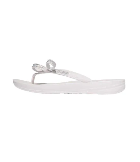 Womens/ladies Iqushion Rhinestone Bow Detail Flip Flops White Fit Flop