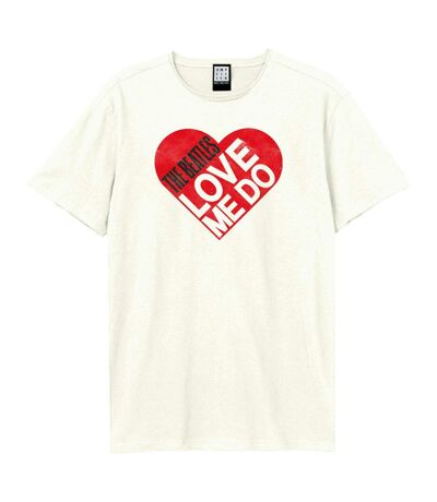 Unisex Adult Love Me Do The Beatles T-shirt Vintage White Amplified