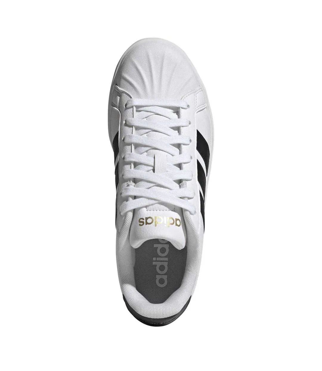 Womens/ladies Grand Court Stripes Trainers White Black Adidas-4