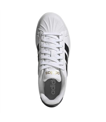 Womens/ladies Grand Court Stripes Trainers White Black Adidas
