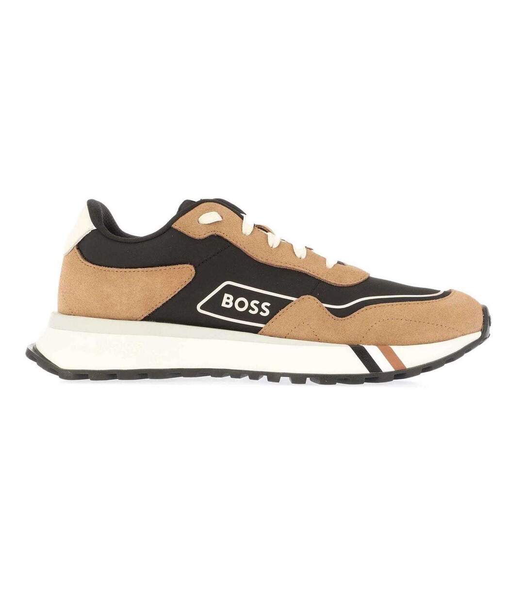 Mens Jonah Run Suede Trainers Brown Boss-1