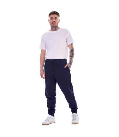 Pack Of 2  Mens Cotton Blend Slim Jogging Bottoms  Navy Grey Marl Keanu