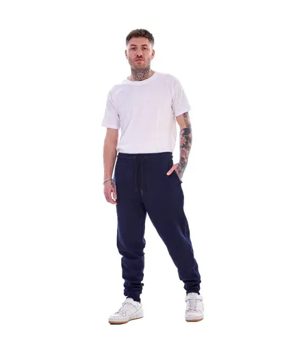 Pack Of 2  Mens Cotton Blend Slim Jogging Bottoms  Navy Grey Marl Keanu